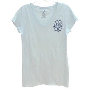 LUCKY BRAND Clover Logo V-Neck T-Shirt